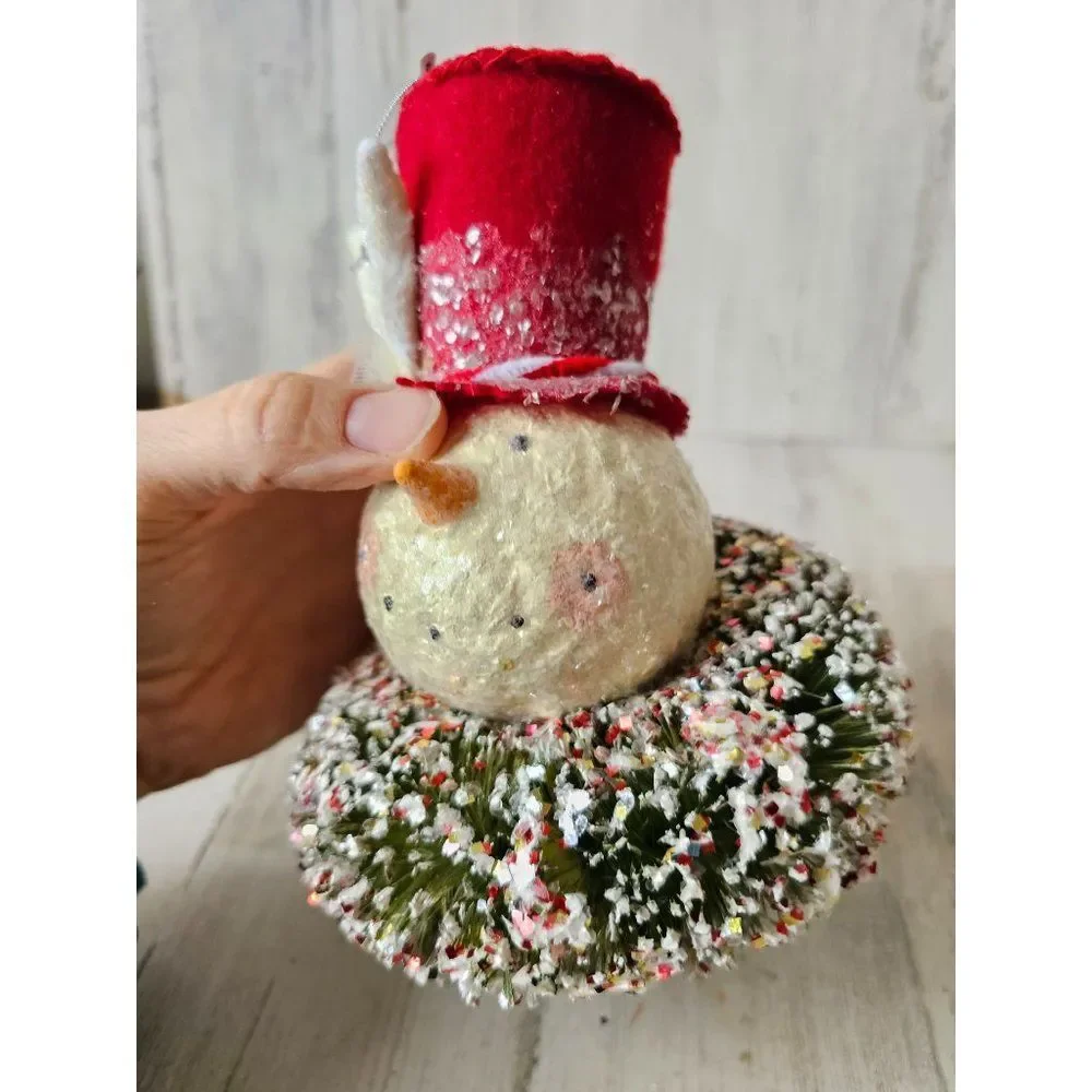 Midwest cannon falls snowman wreath glitter ornament large Maximus decor unique